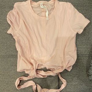 lululemon time to restore short sleeve shirt in pink mist(size 4)
